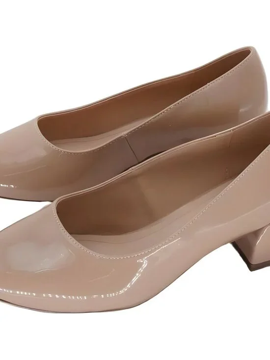 Journee Collection Saarii Nude Patent Block Heel Slip-On Pumps 8W - Picture 2 of 6